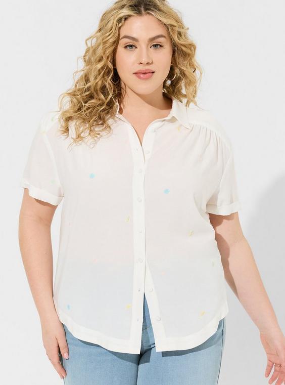 Challis Button Up Short Sleeve Shirt Top Product Image