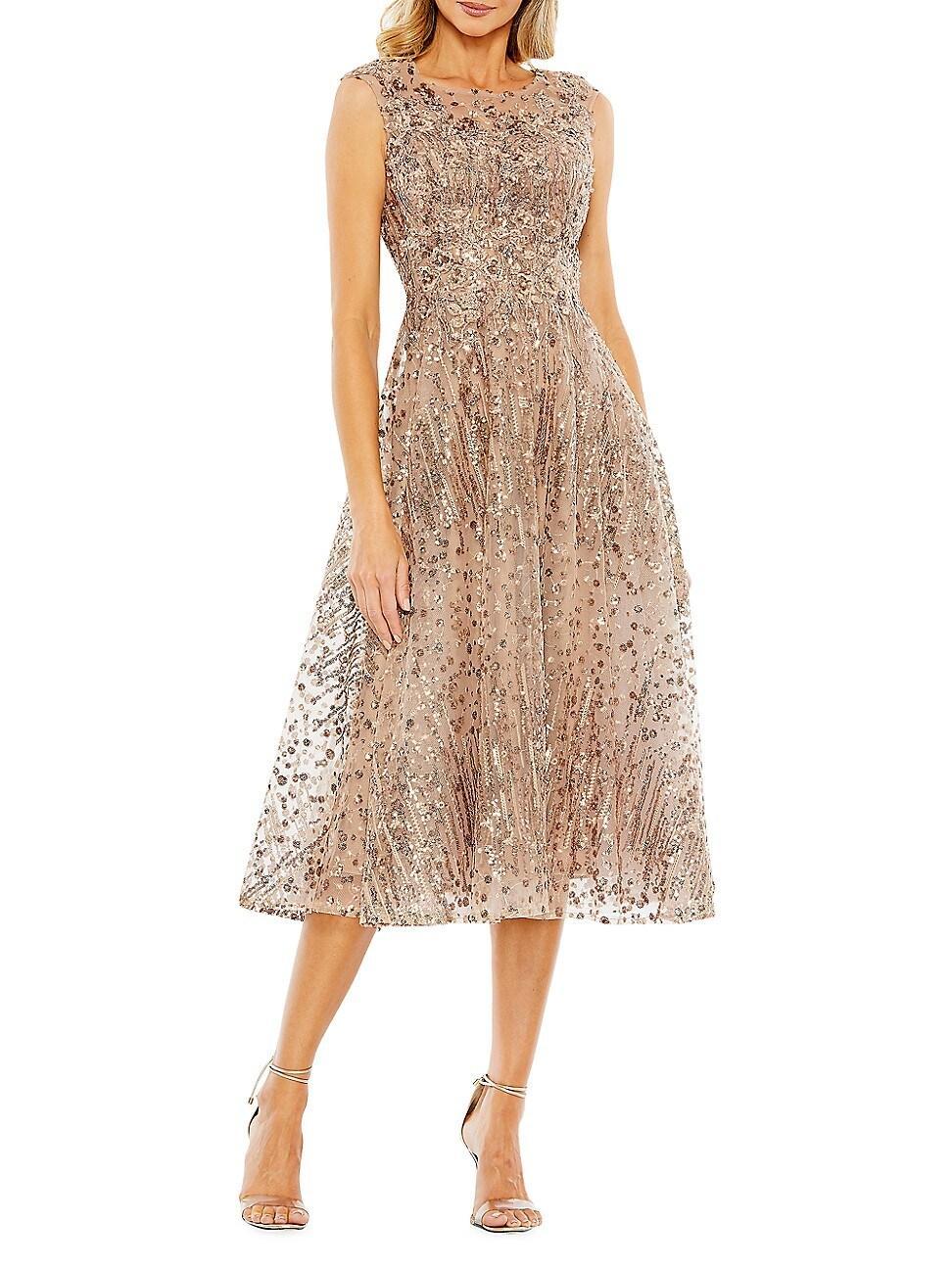 Womens Sequined Cap-Sleeve Cocktail Dress Product Image