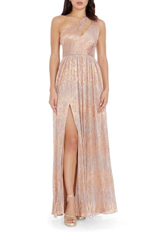 Dress the Population Kienna Metallic Cutout Detail One-Shoulder Gown Product Image