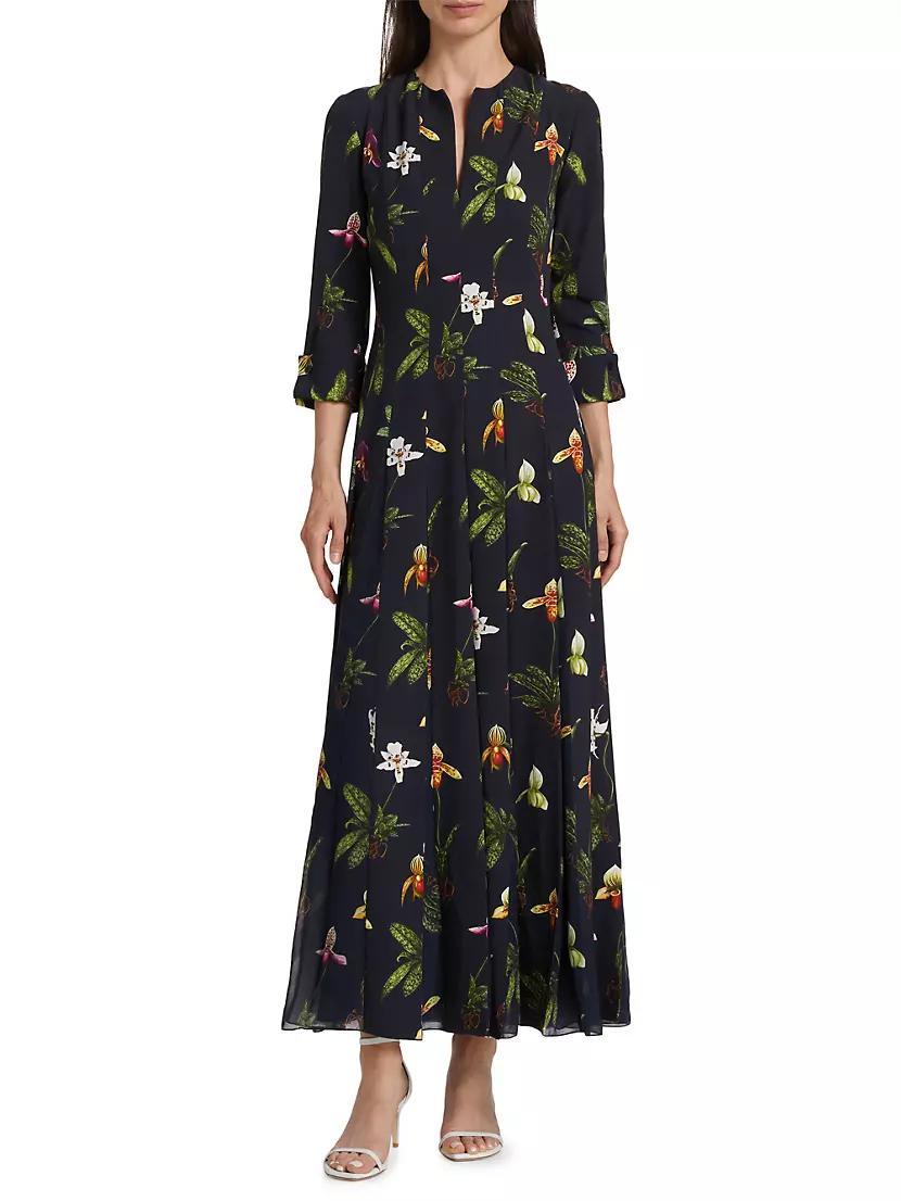 Floral Three-Quarter-Sleeve Maxi Dress Product Image