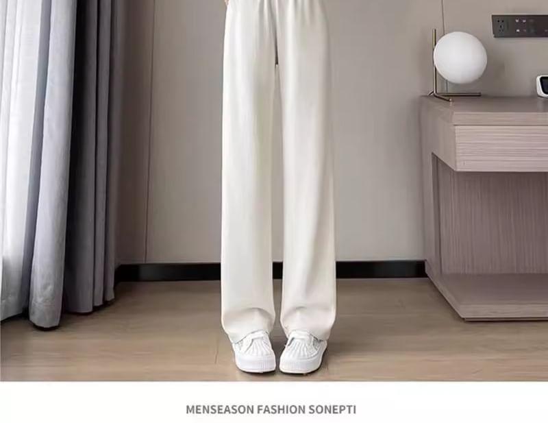 High Rise Lettering Corduroy Wide Leg Pants Product Image