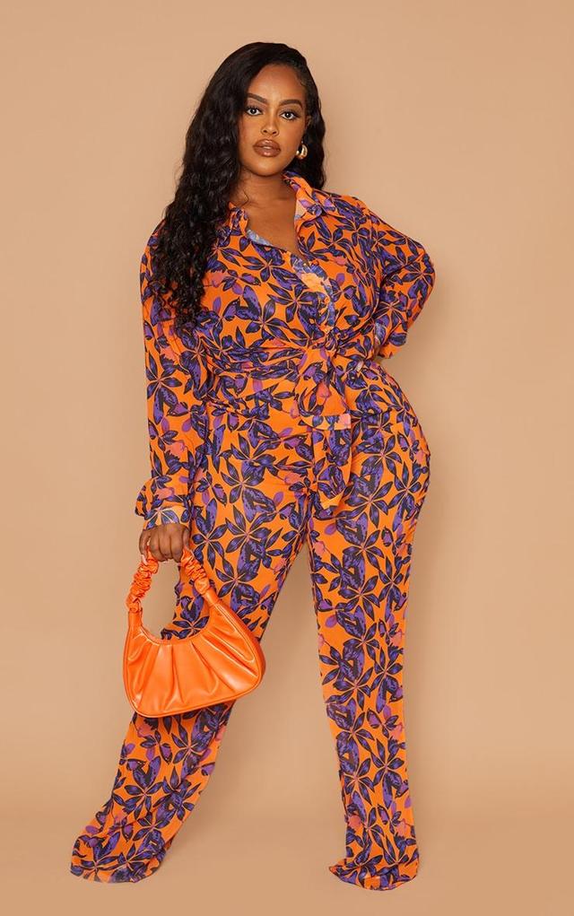 Plus Orange Print Beach Flares Product Image