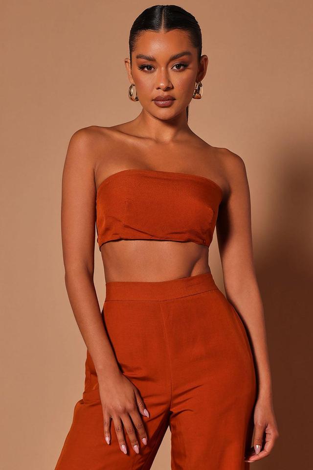 Deena Linen Crop Top - Rust Product Image