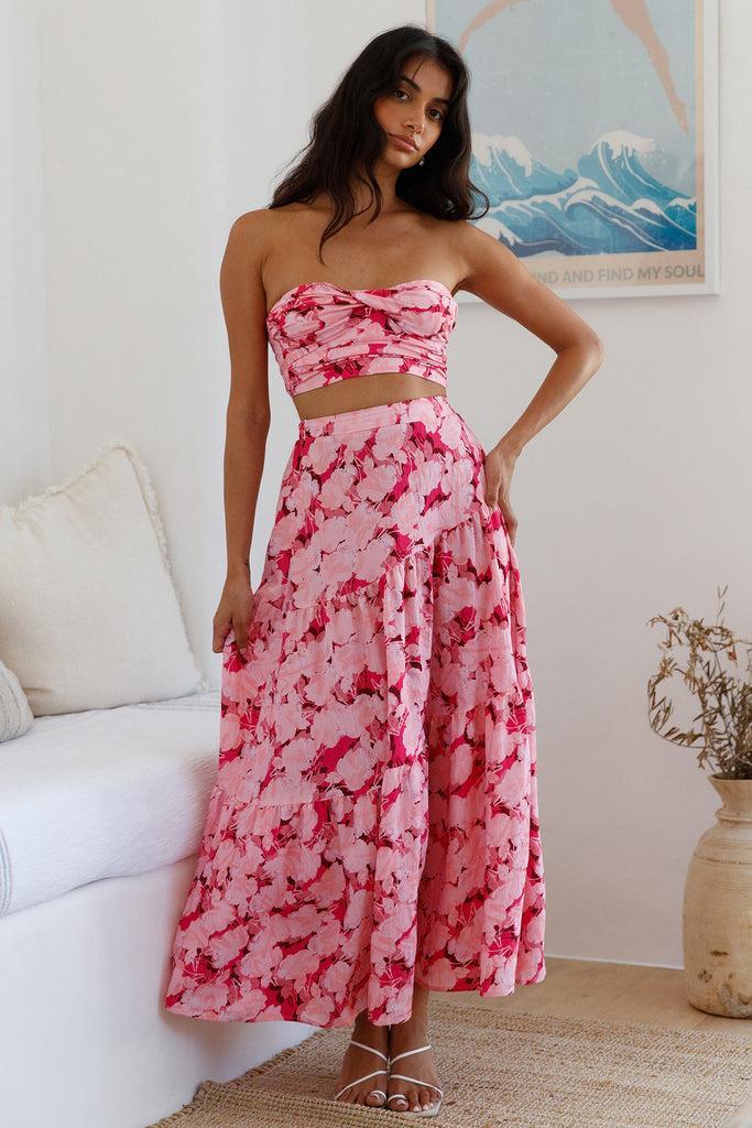 Horizon Waves Maxi Skirt Pink product image