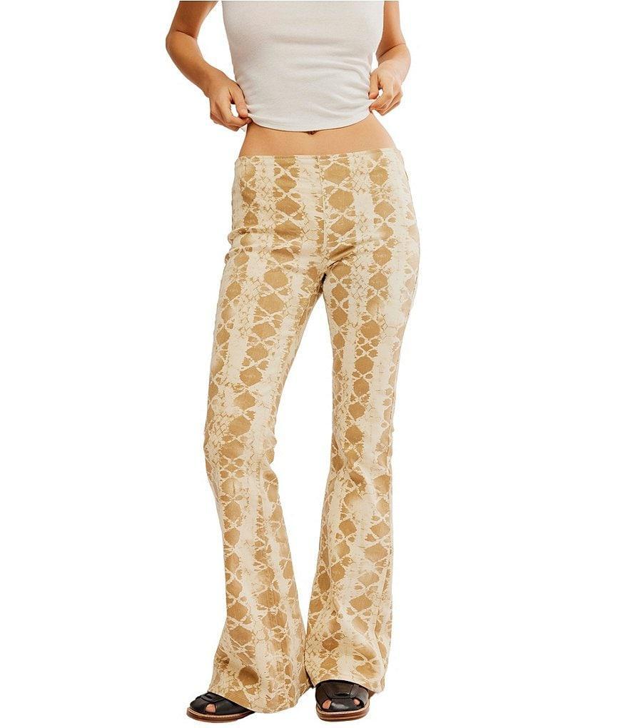 Free People We The Free Penny Snake Print Mid Rise Pull On Flare Pants Product Image