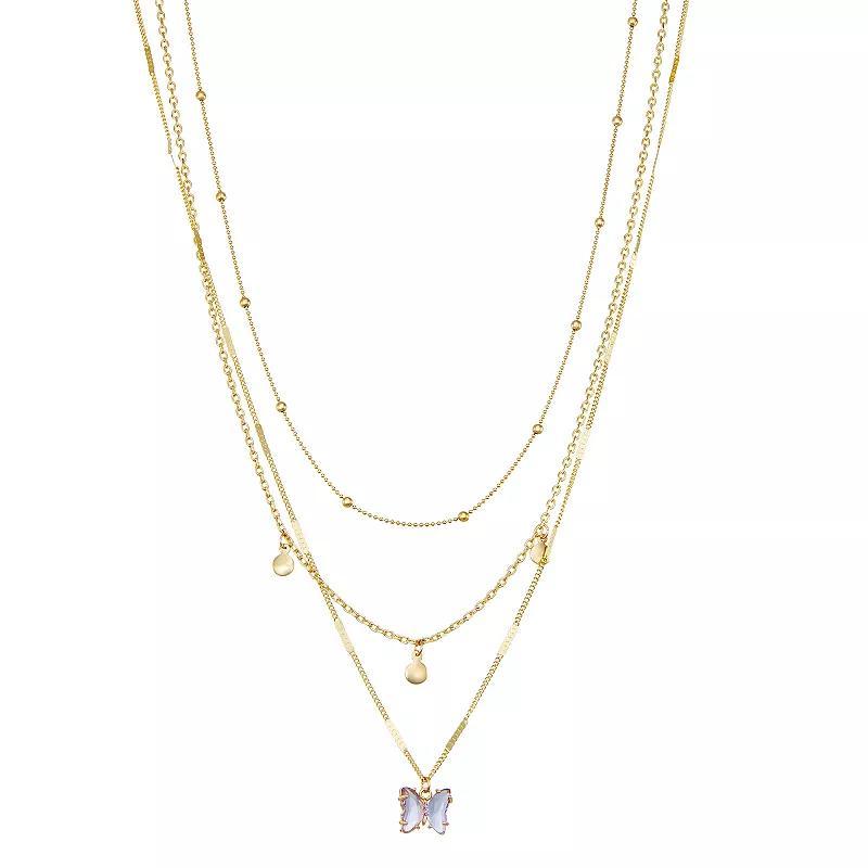 Ella Shea Gold Tone Butterfly Layered Necklace, Womens Product Image