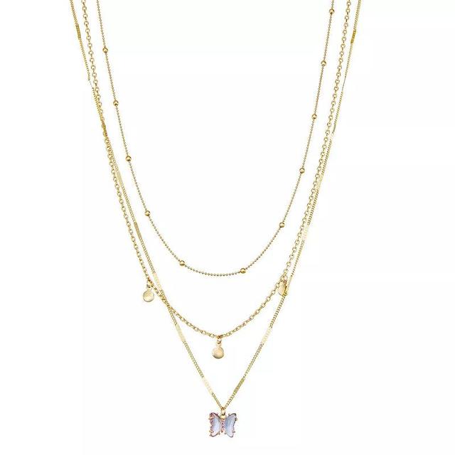 Ella Shea Gold Tone Butterfly Layered Necklace, Womens Product Image