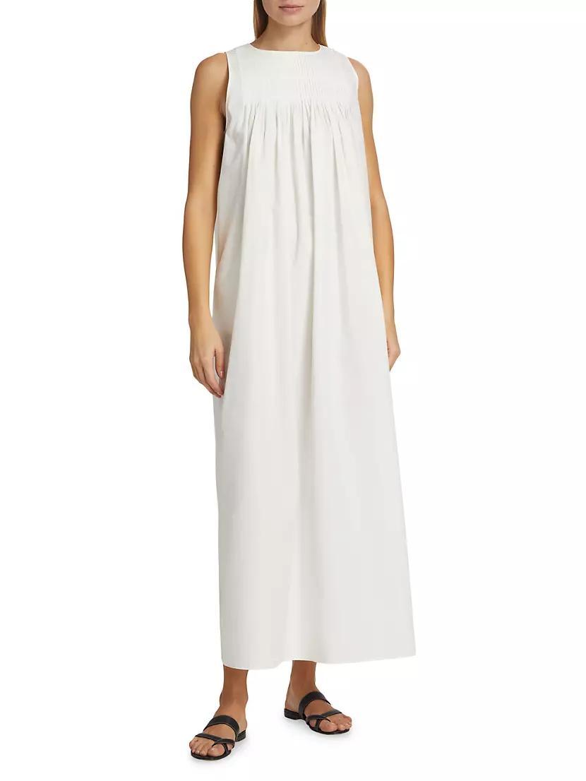 Sleeveless Pleated Cotton Maxi Dress Product Image