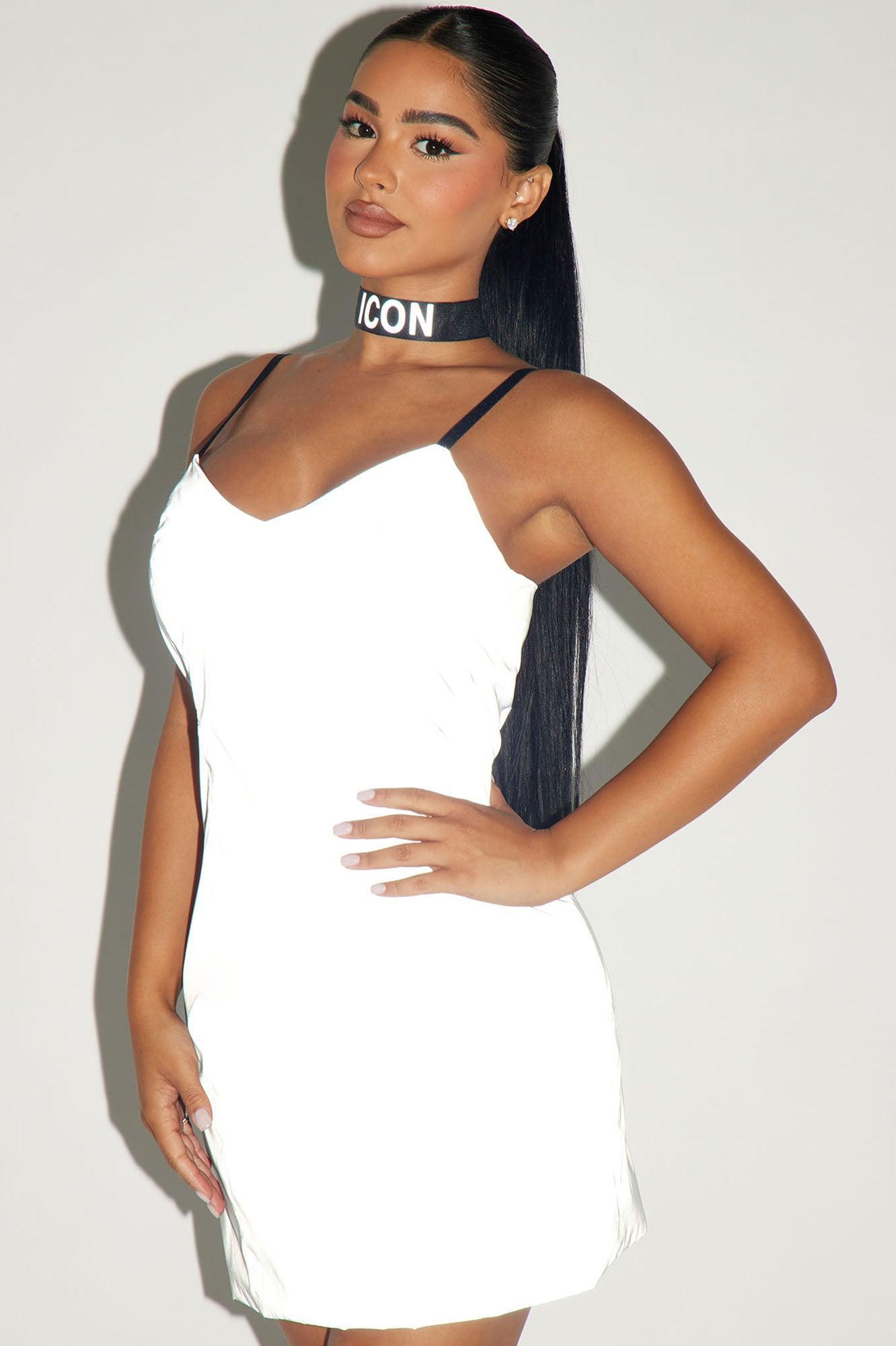 Iconic Reflective Mini Dress Set - Silver Product Image