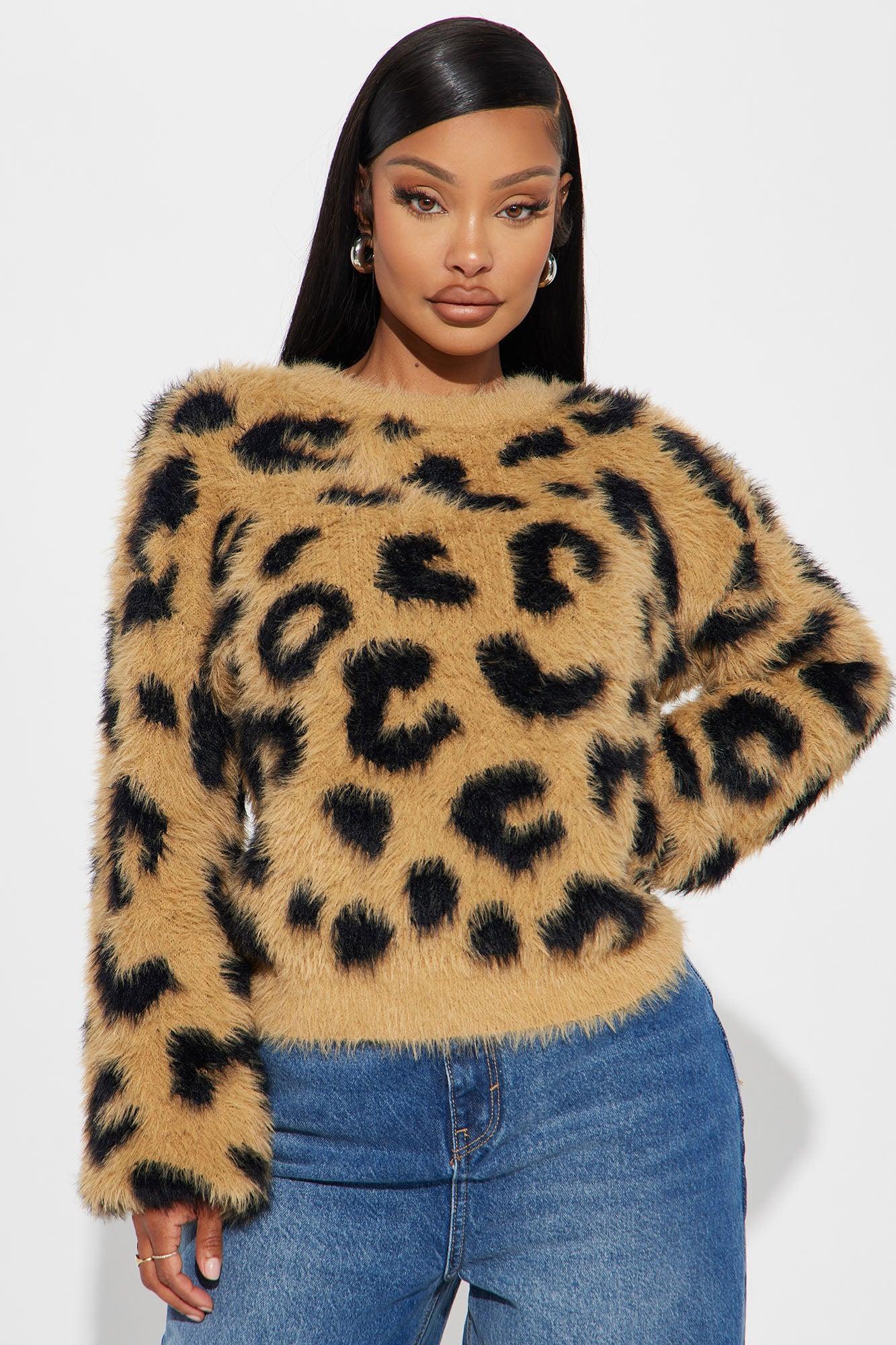 Feline Fierce Leopard Sweater - Brown/combo Product Image