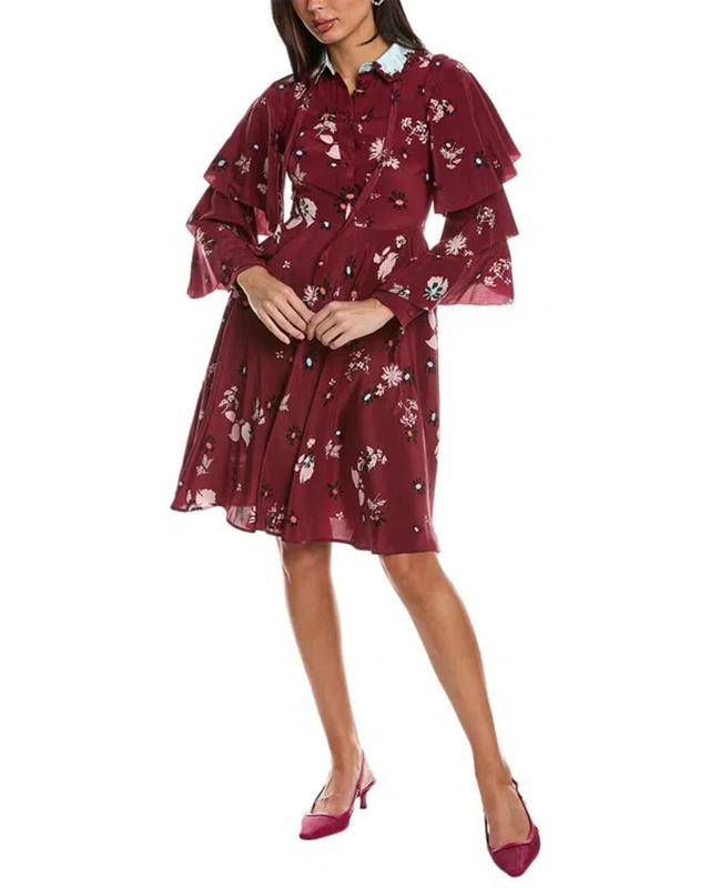 Floral Silk Mini Dress In Red Product Image