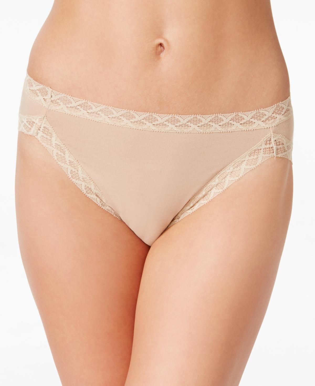 Natori Bliss Lace-Trim Cotton French-Cut Brief Underwear 152058 Product Image