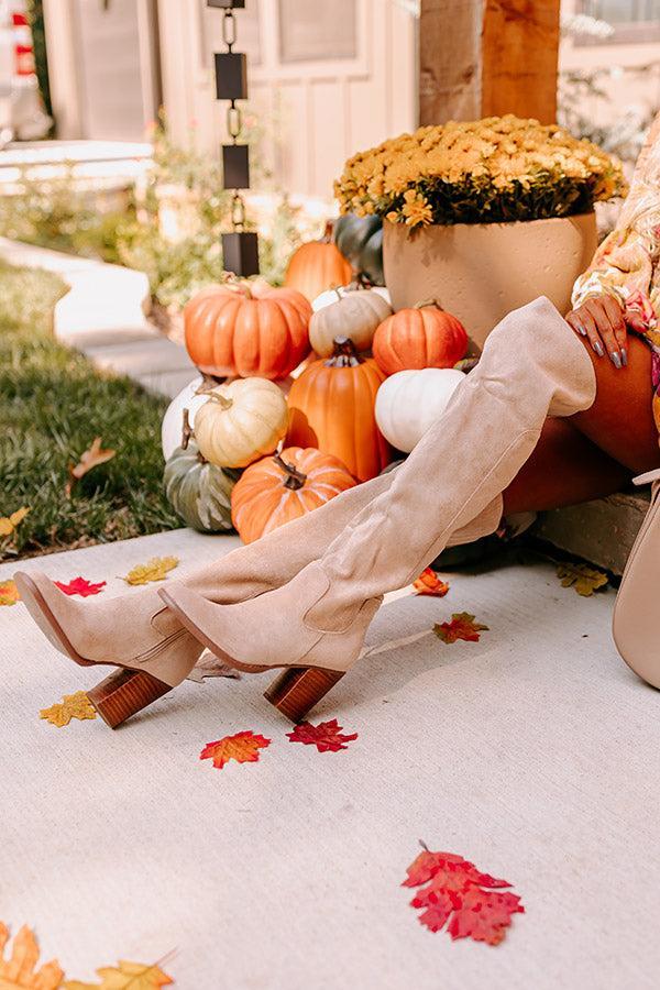 The Juliet Faux Suede Thigh High Boot in Oatmeal Product Image