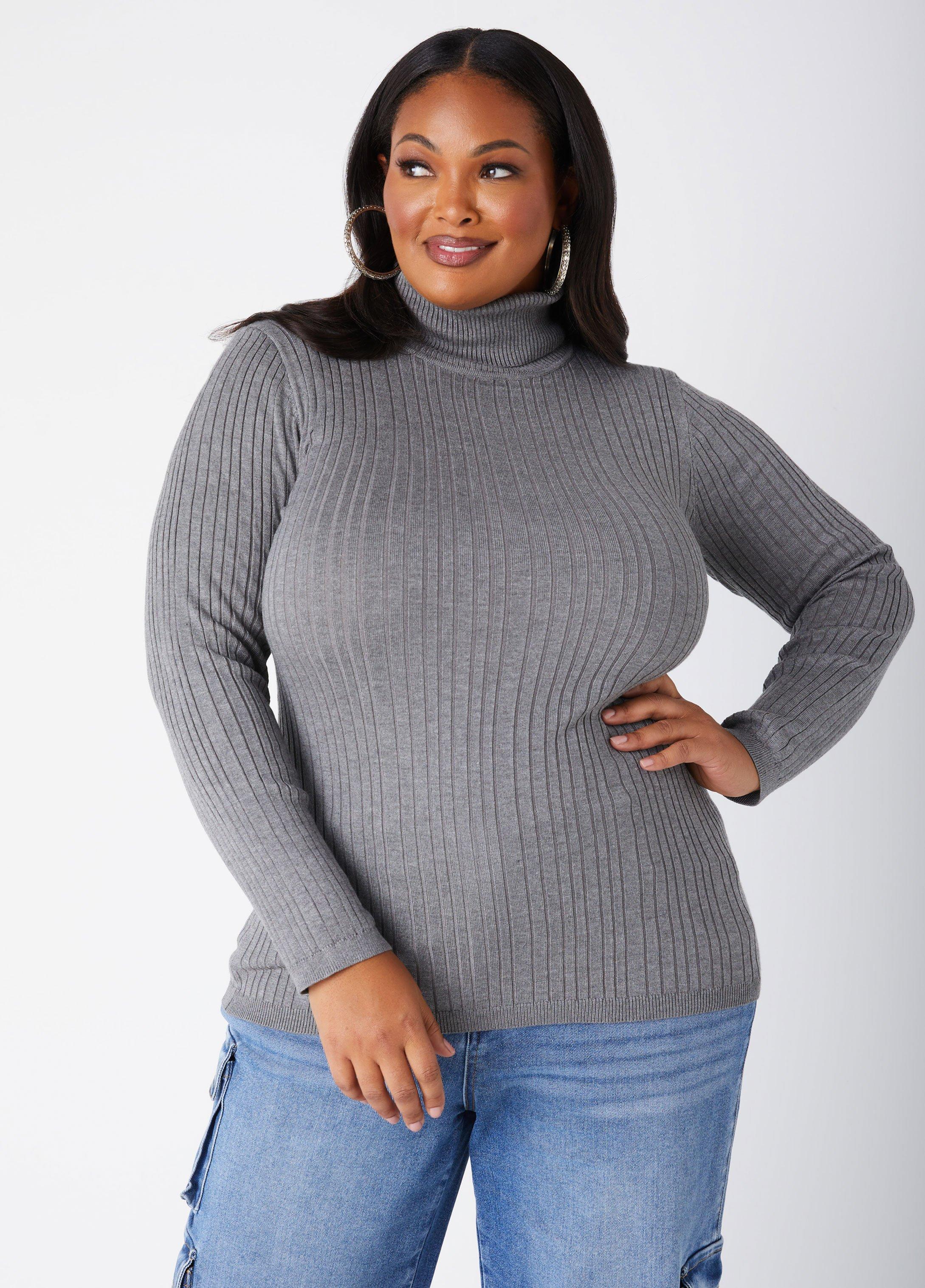 Plus Size Ribbed Turtleneck Pullover Sweater Ashley Stewart Product Image