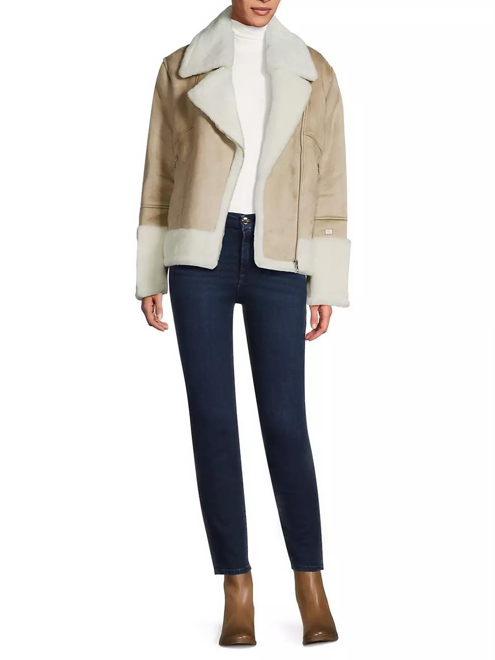 Phoebe Faux-Sherpa Moto Jacket Product Image