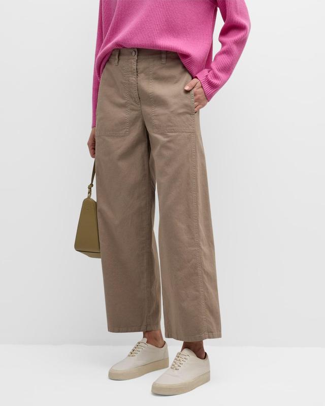 Cropped Wide-Leg Hemp-Cotton Pants Product Image