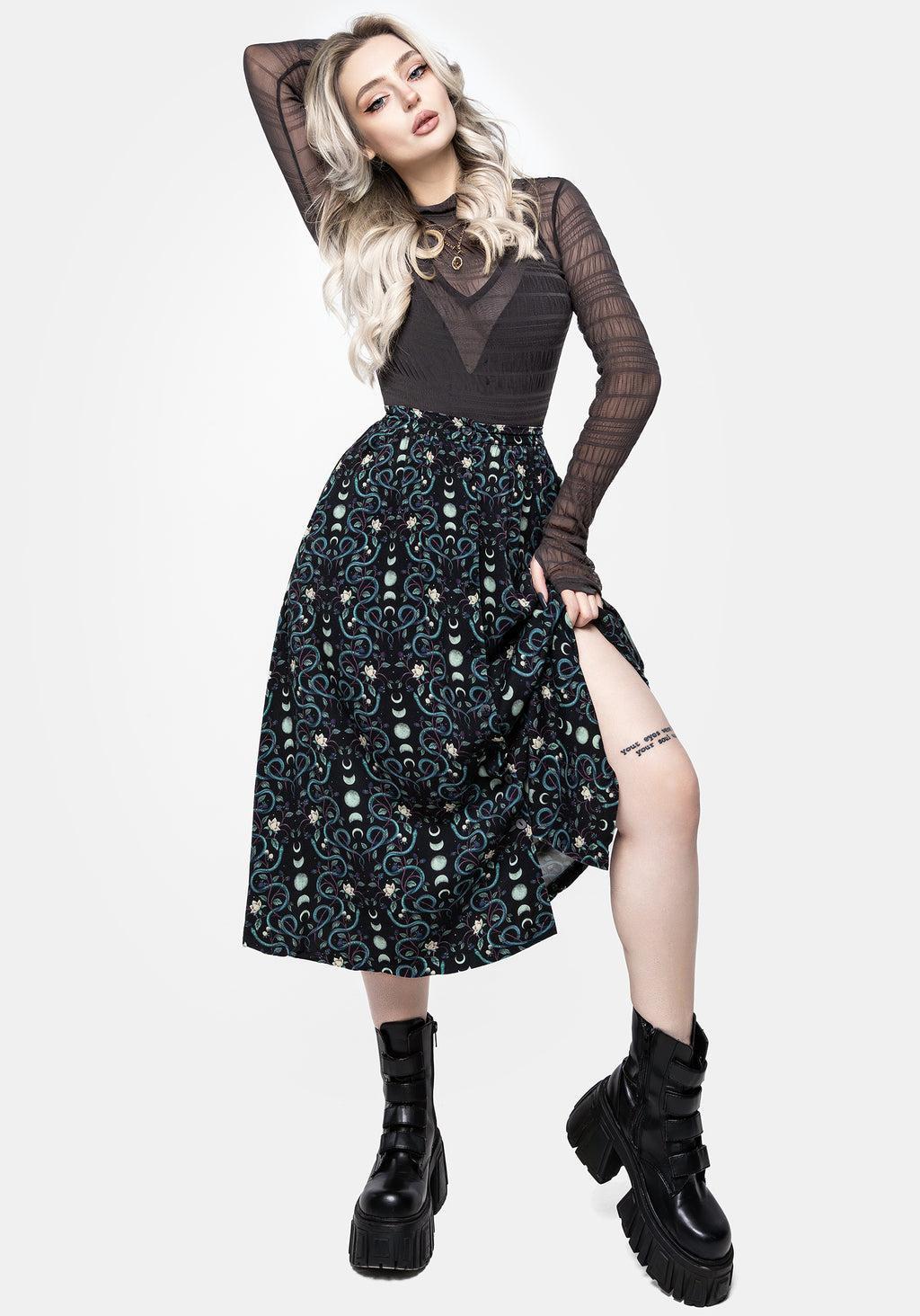 Pythia Print Button Up Midi Skirt Product Image