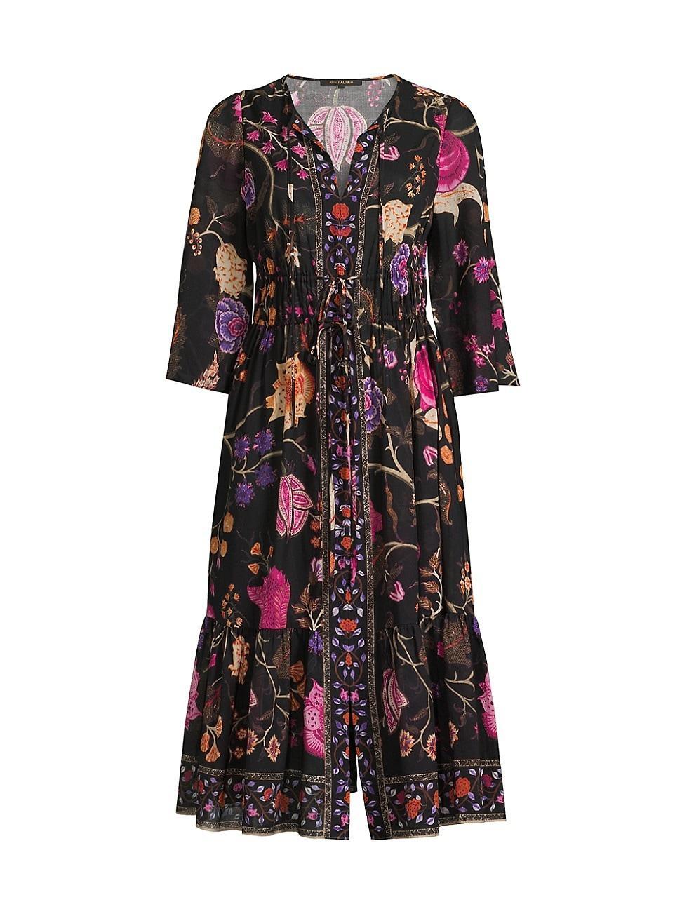 Womens Reese Floral Cotton V-Neck Midi dress Product Image