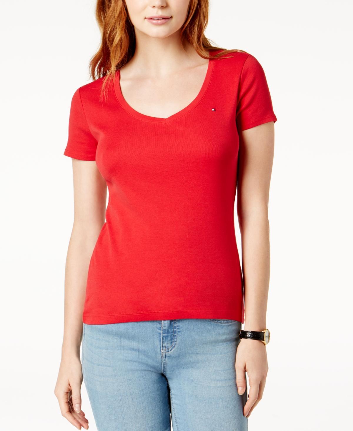 Tommy Hilfiger Womens V-Neck T-Shirt, Created for Macys Product Image