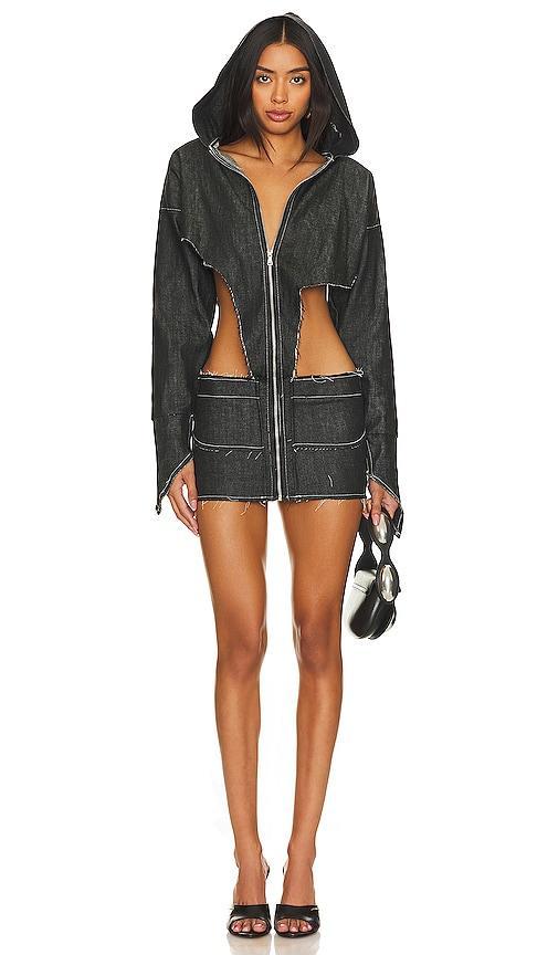 SAMI MIRO VINTAGE x REVOLVE V Cut Out Hoodie Dress Black. (also in M). Product Image