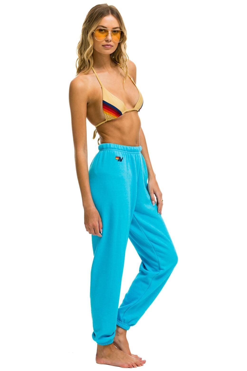 5 STRIPE SWEATPANTS - NEON BLUE // NEON RAINBOW Female Product Image