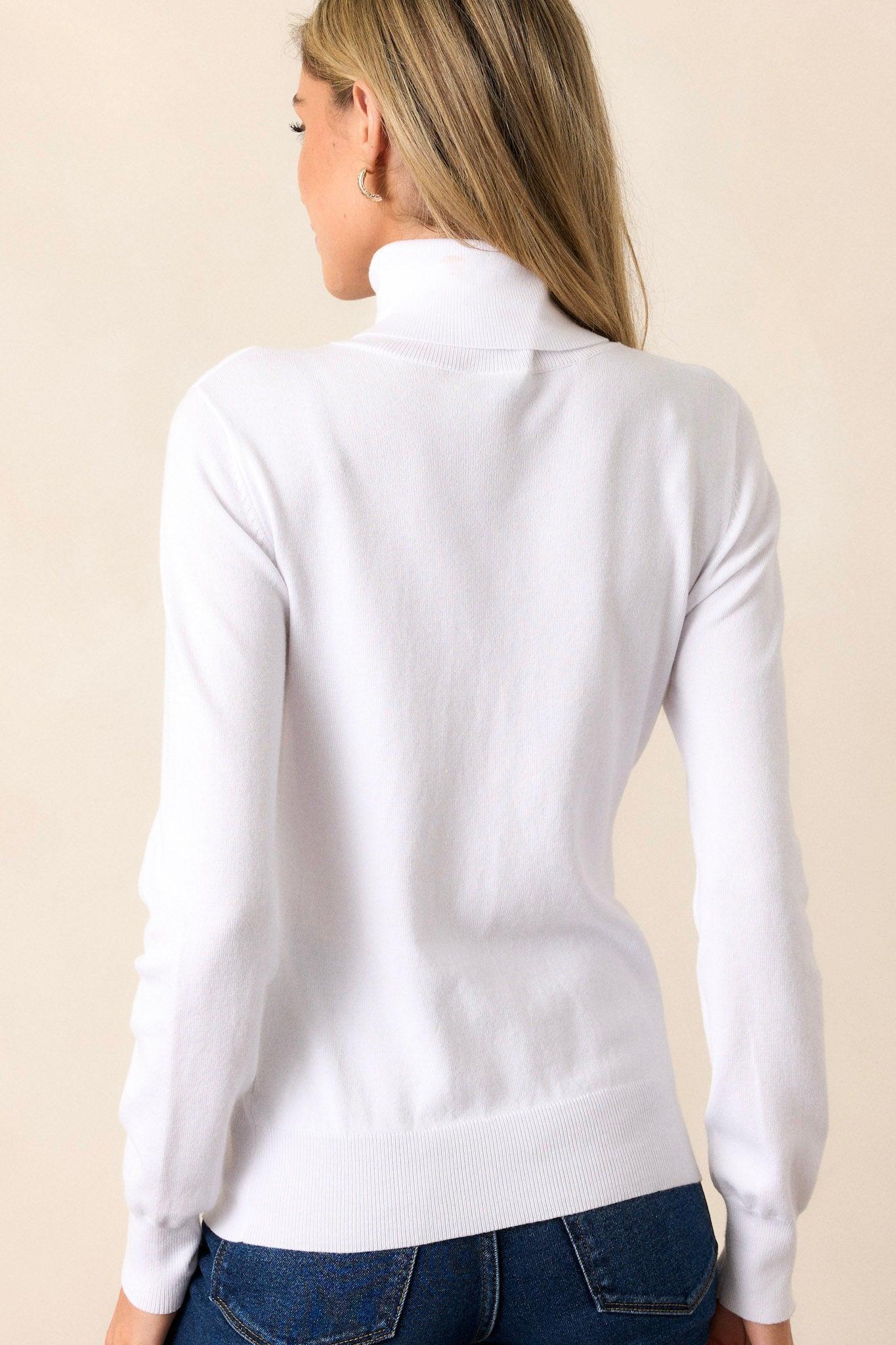 Comfortable Charm White Turtleneck Sweater Product Image