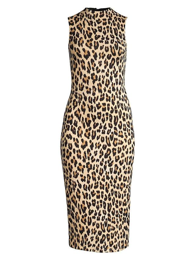 Womens Delora Leopard Sleeveless Bodycon Dress Product Image