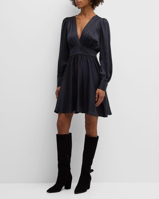 Womens Cosima Silk Long-Sleeve Minidress Product Image