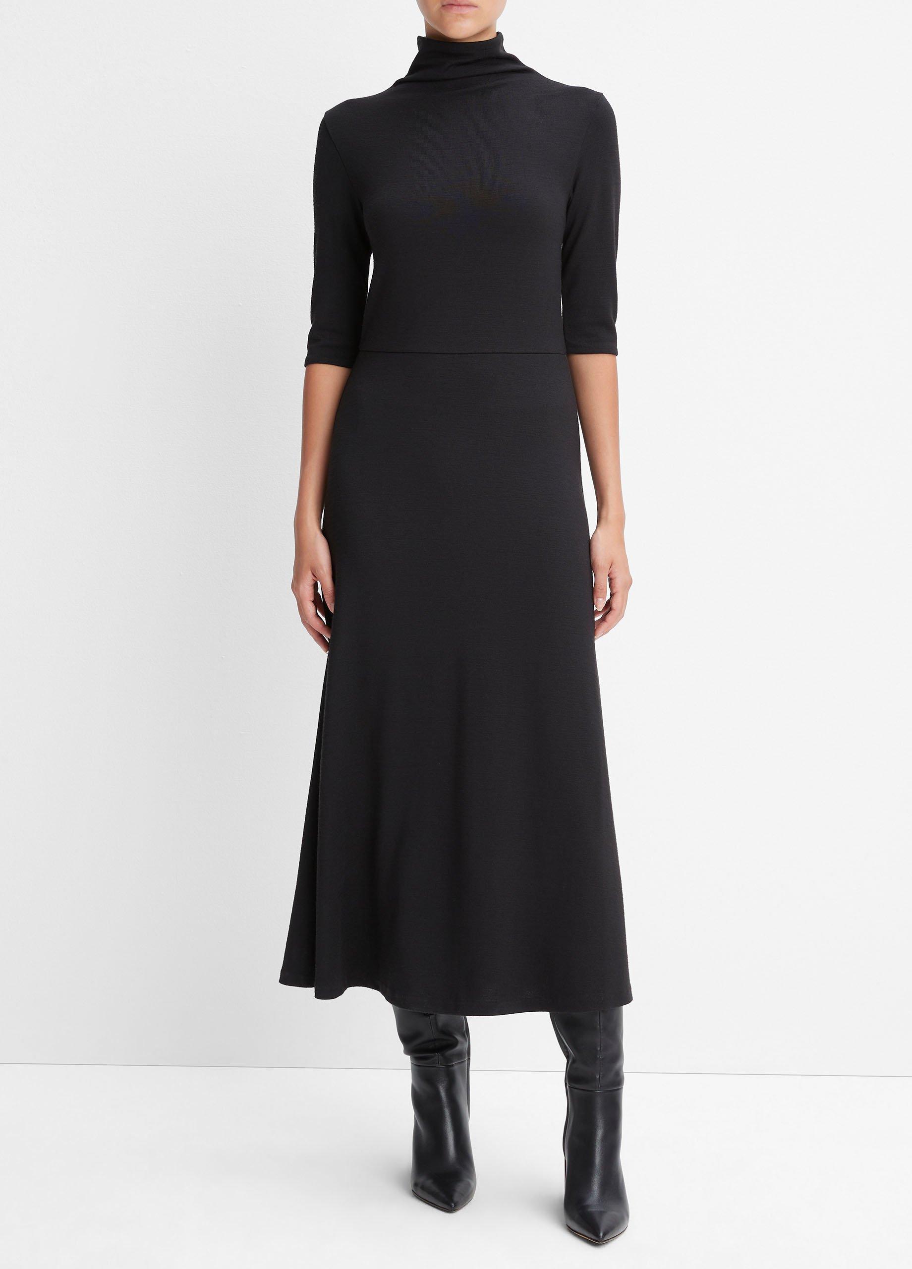 Elbow-Sleeve Turtleneck Dress Product Image