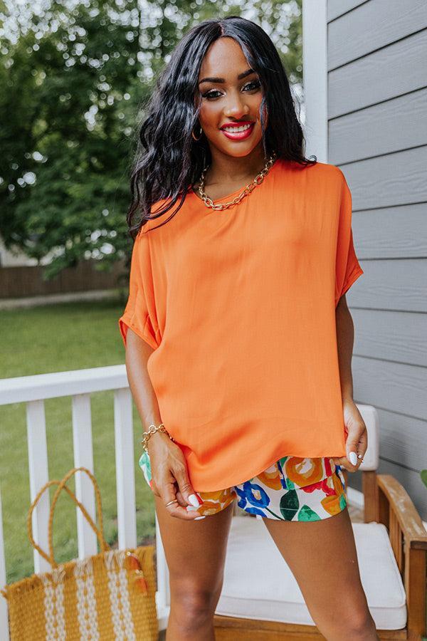 Champagne Craving Satin Shift Top In Tangerine Product Image