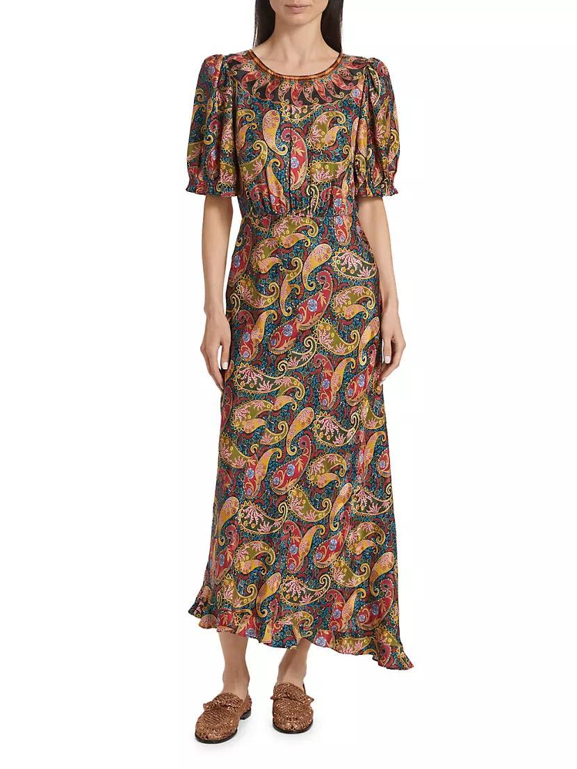 Vida Paisley Satin Midi-Dress Product Image