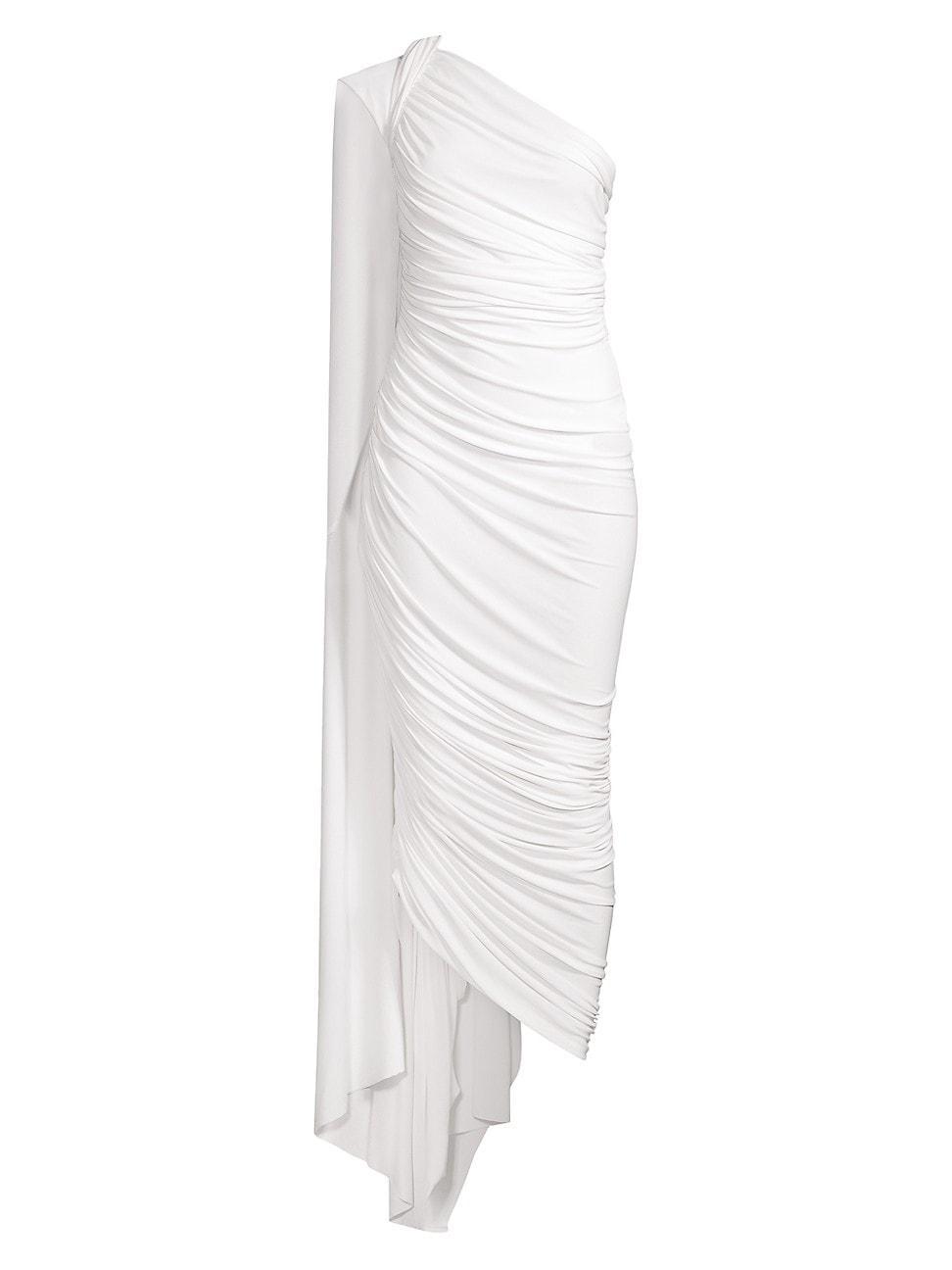 Womens Diana Ruched One-Shoulder Capelet Gown Product Image