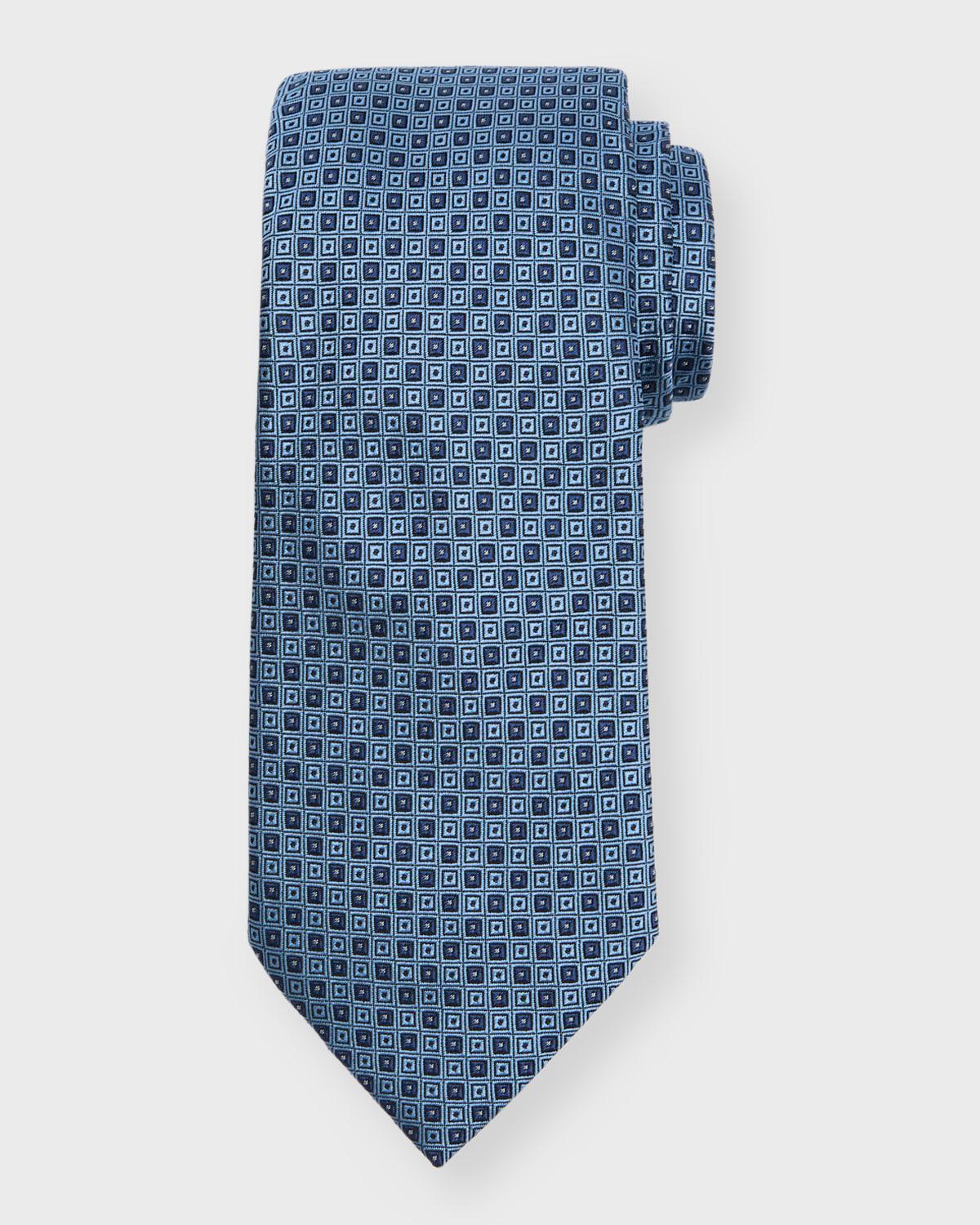 Mens Small Boxes Jacquard Silk Tie Product Image