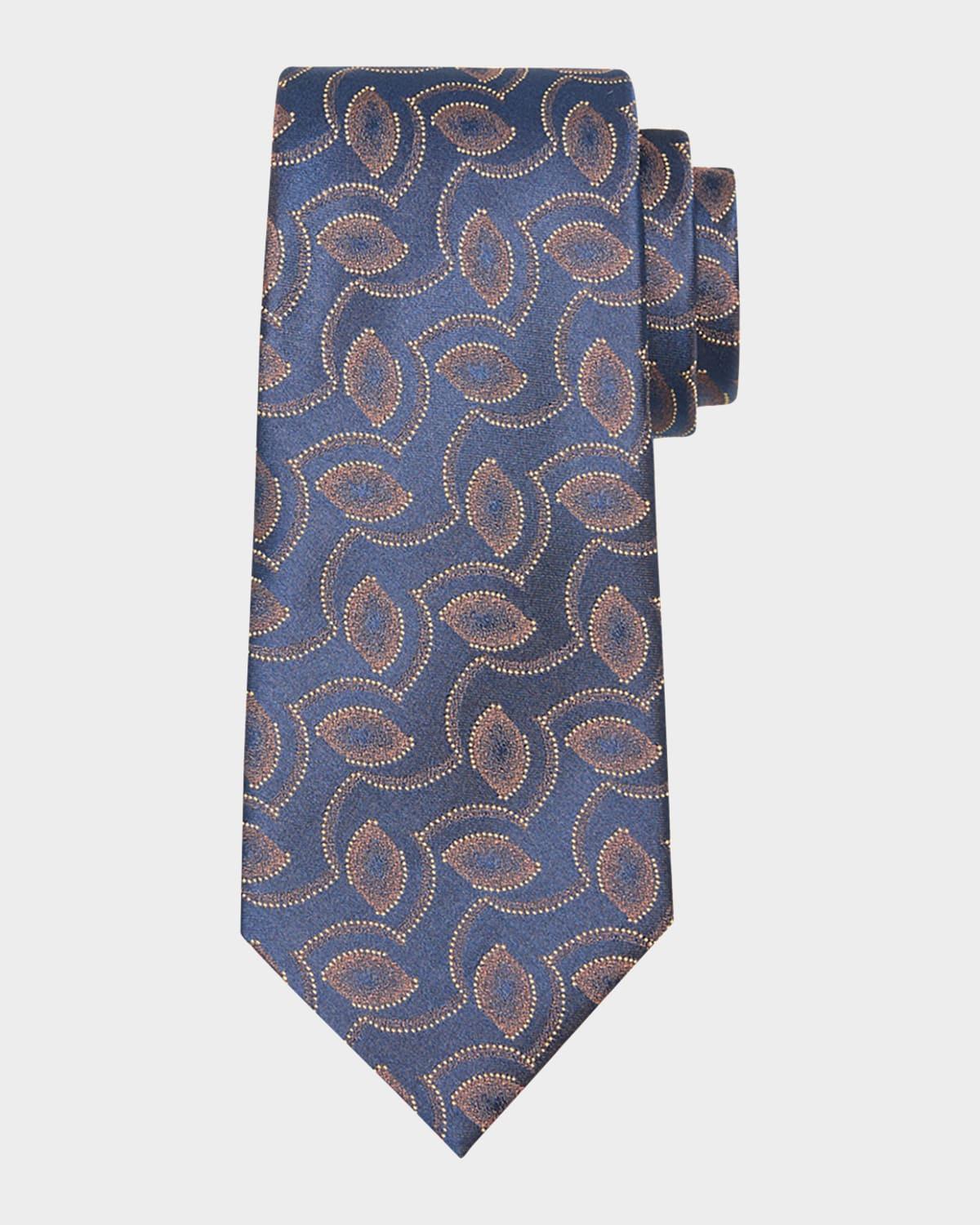 Mens Geometric Oval Jacquard Silk Tie Product Image