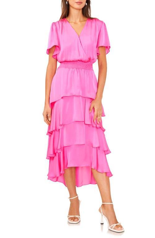 Vince Camuto Flutter Sleeve Tiered Dress Product Image