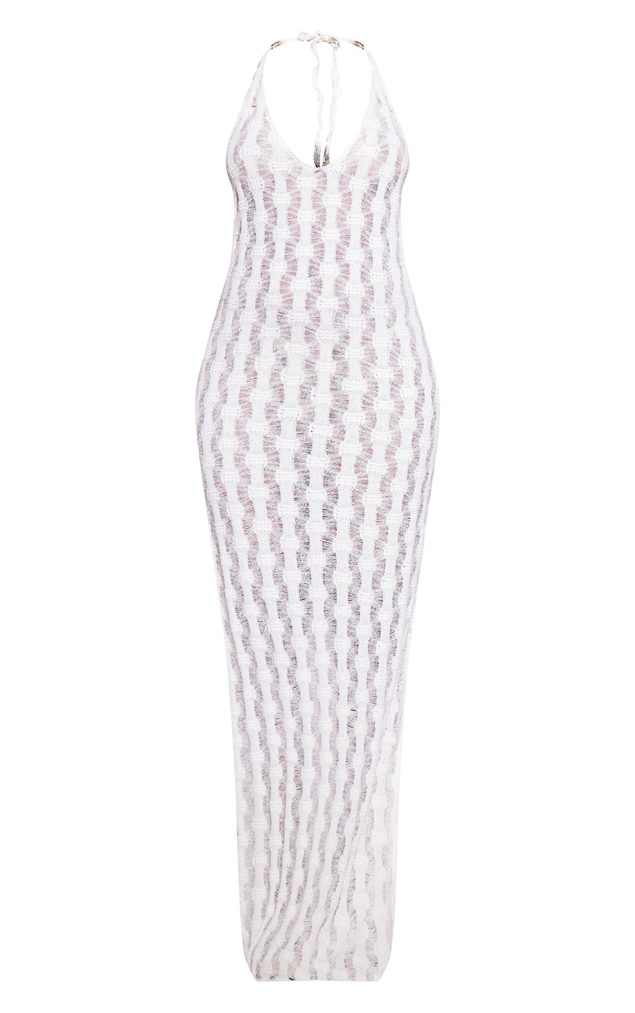 Cream Halterneck Maxi Dress Product Image