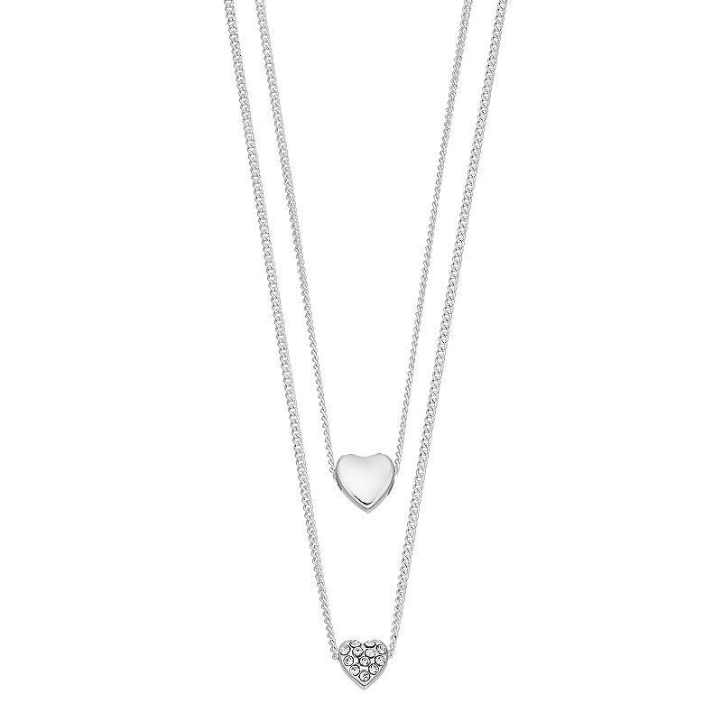 LC Lauren Conrad Layered Heart Necklace, Womens, Silver Product Image