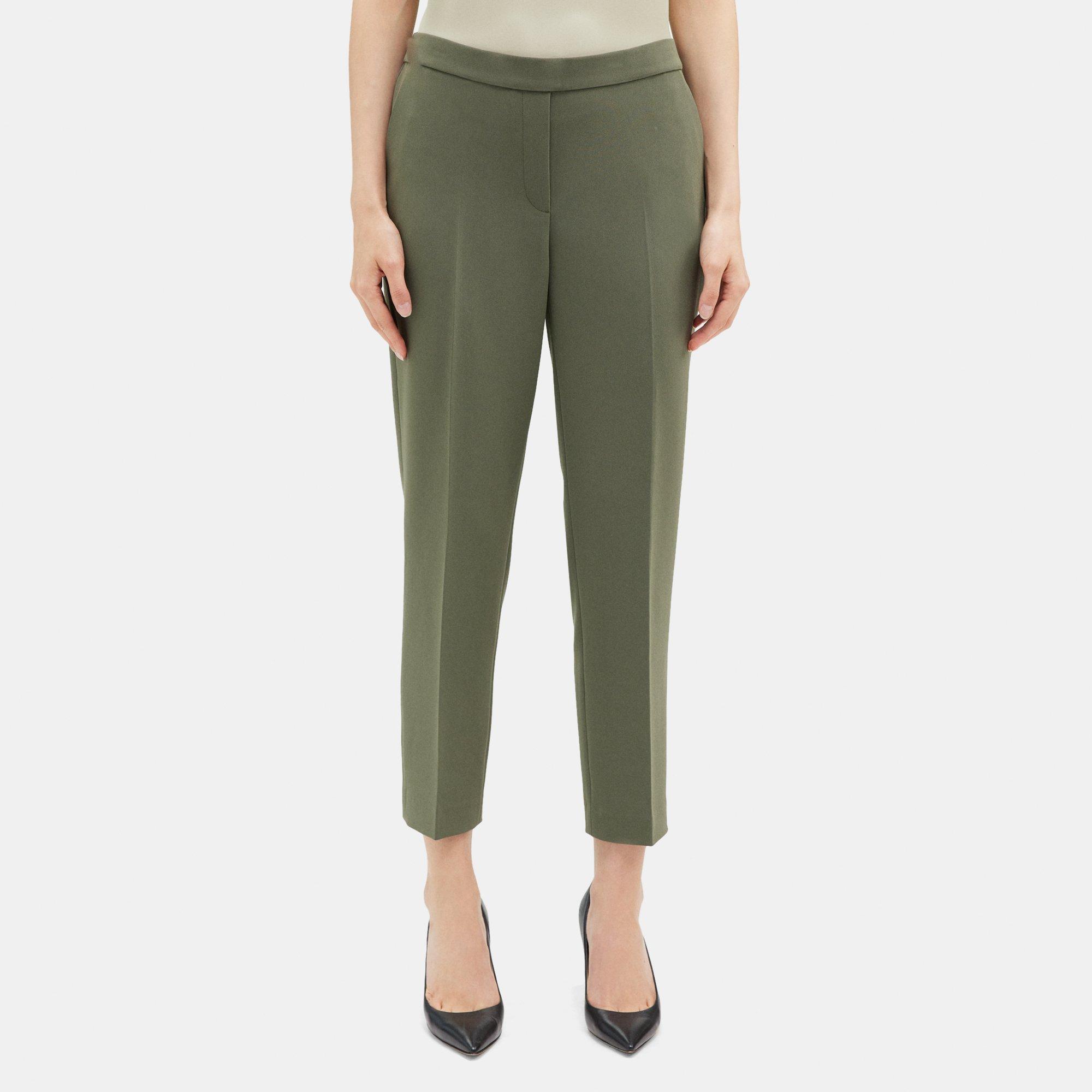 Crepe Cropped Slim Pull-On Pant | Theory Outlet Product Image