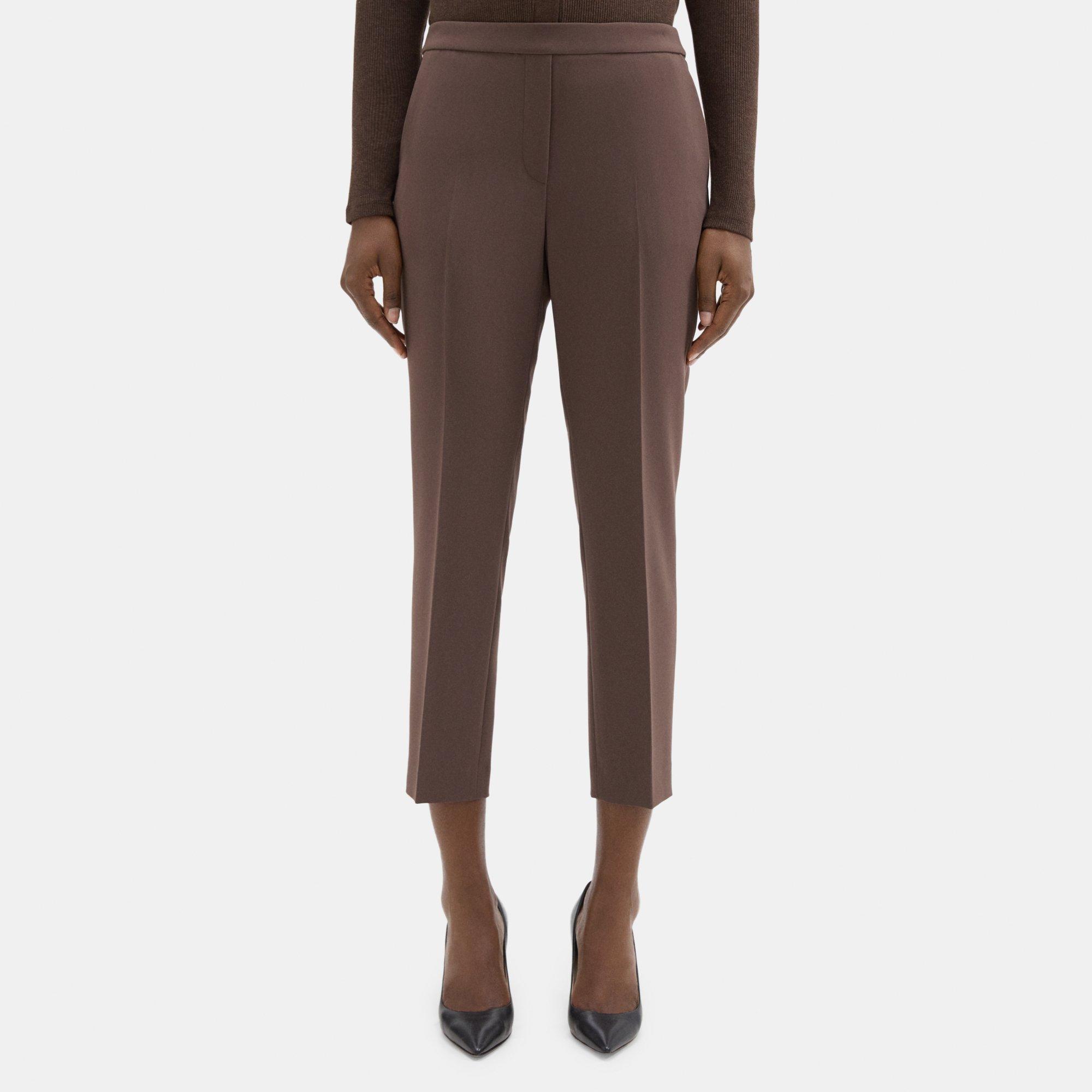 Crepe Cropped Slim Pull-On Pant | Theory Outlet Product Image