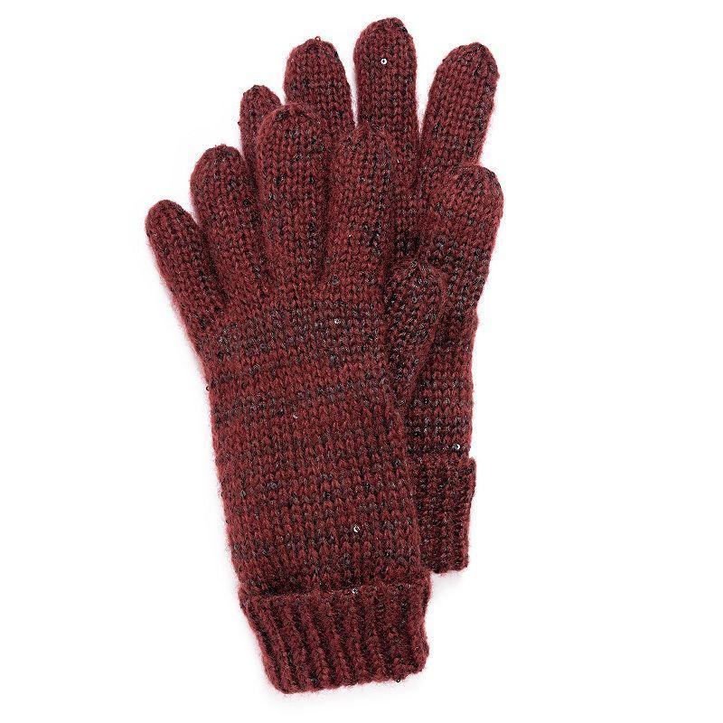 Womens MUK LUKS Sequin Gloves, Red Product Image