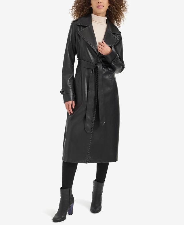 Kenneth Cole Womens Faux Leather Trench Coat Product Image