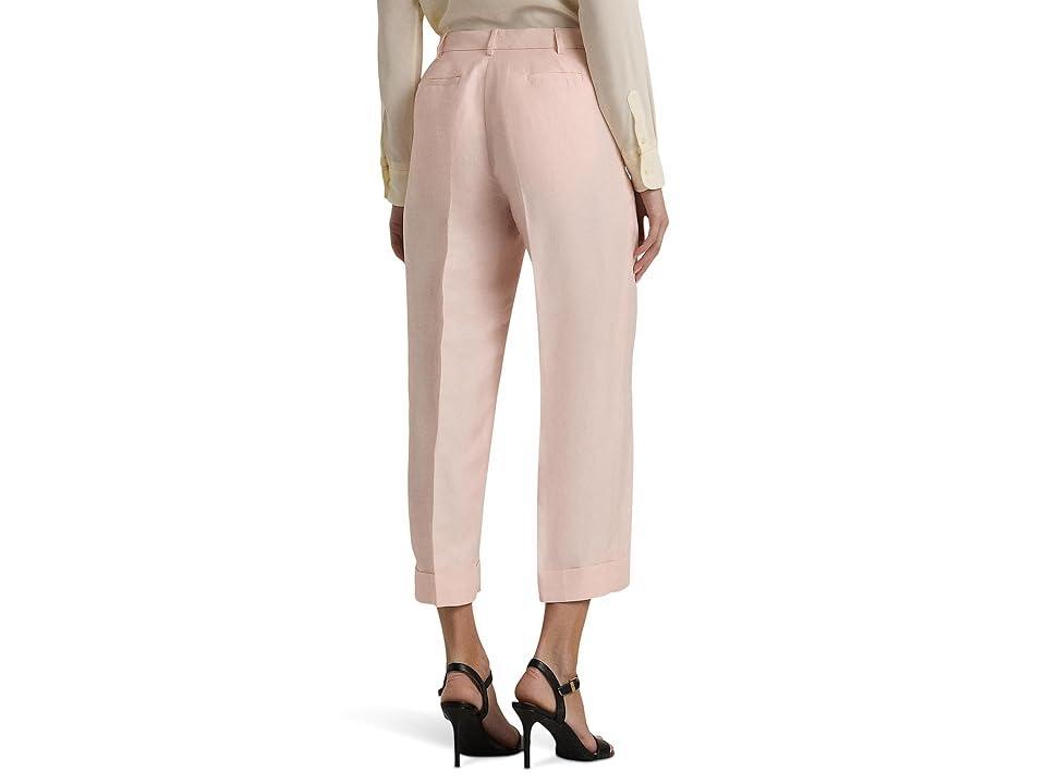 Lauren Ralph Lauren Linen-Blend-Twill Cropped Pants Opal) Women's Casual Pants Product Image