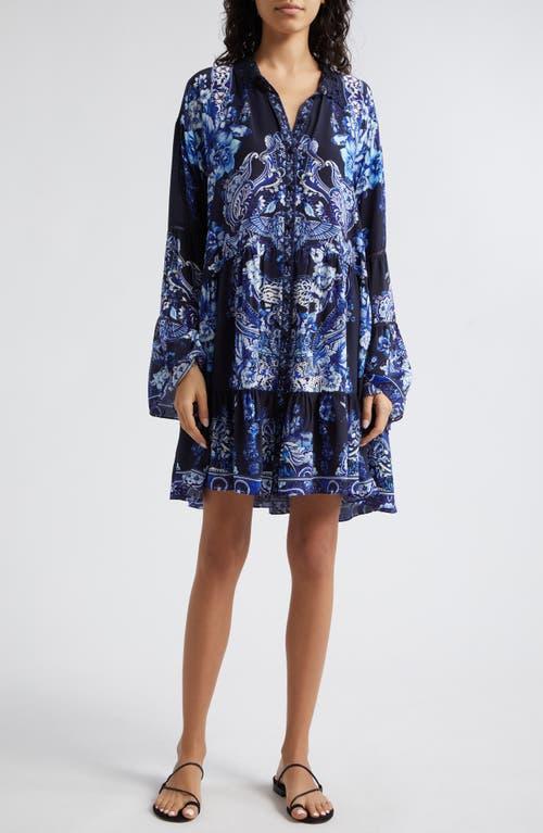 Womens Floral Silk Tiered Cover-Up Minidress Product Image