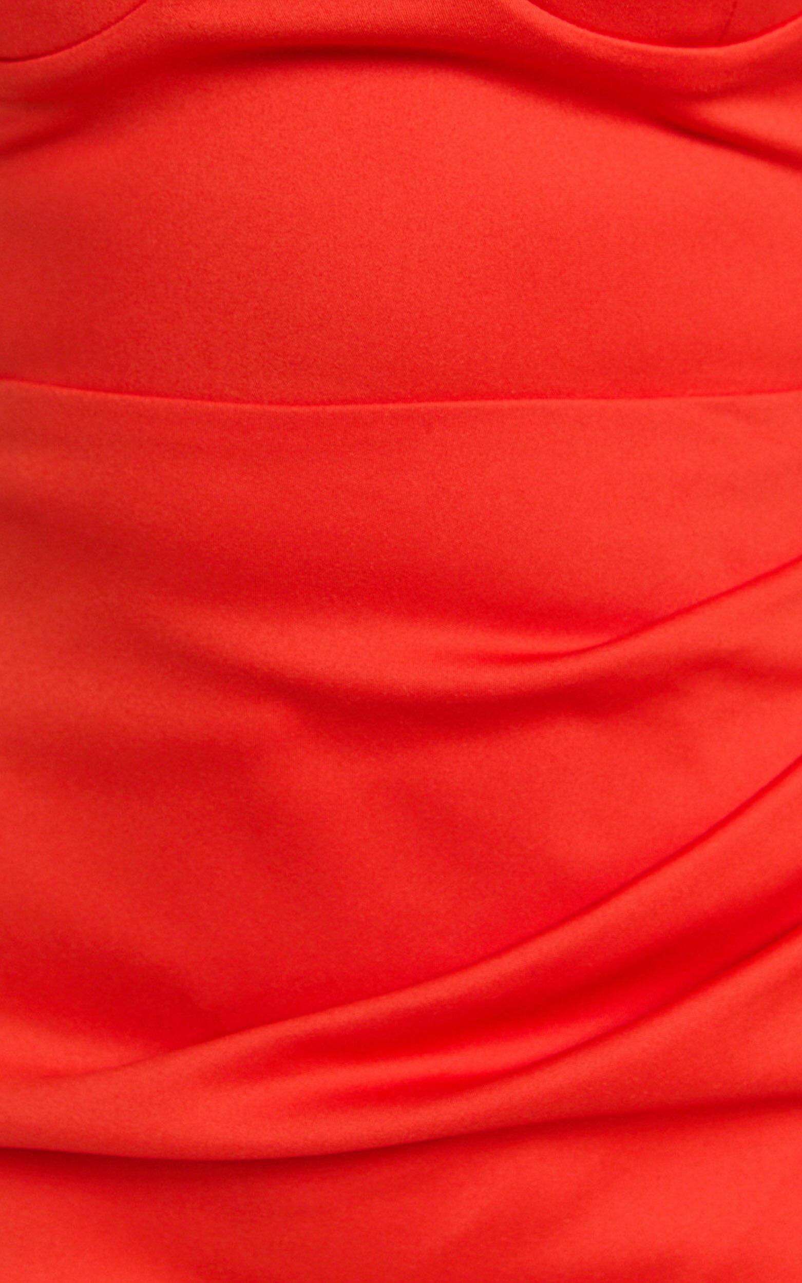 Amari Mini Dress - Bustier Strappy Pleat Side Fitted Dress in Tangerine Product Image