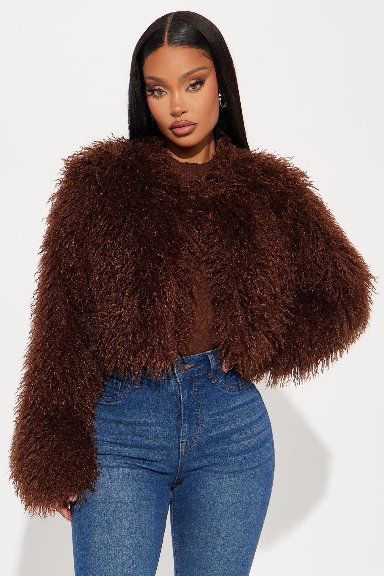 Sydney Faux Fur Coat - Brown Product Image