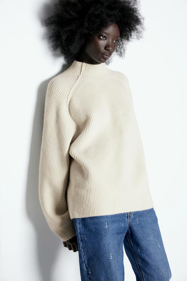 Rib-Knit Mock Turtleneck Sweater Product Image