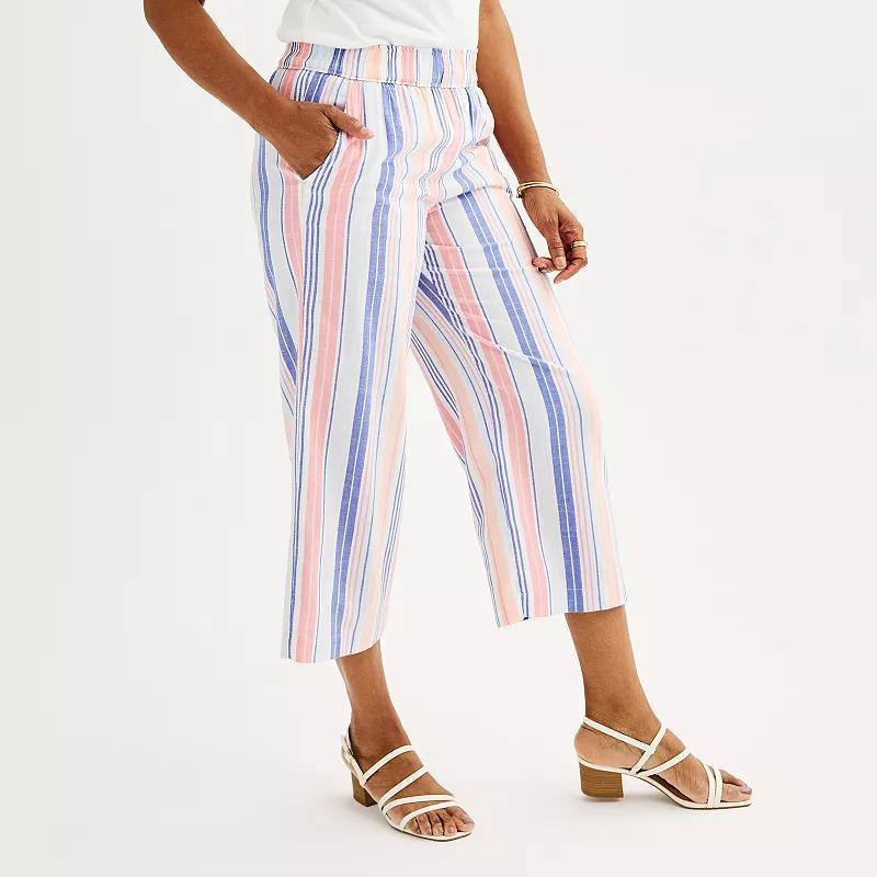 Womens Croft & Barrow Striped Wide Leg Cropped Pants Product Image