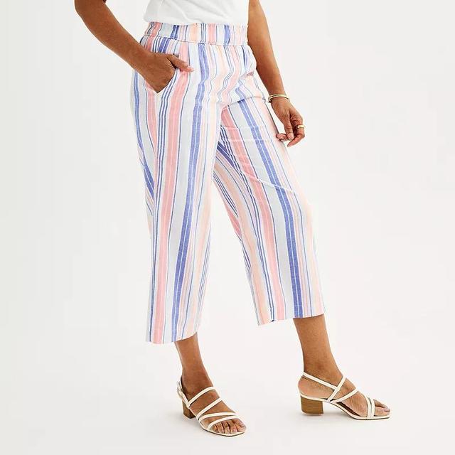 Womens Croft & Barrow Striped Wide Leg Cropped Pants Product Image