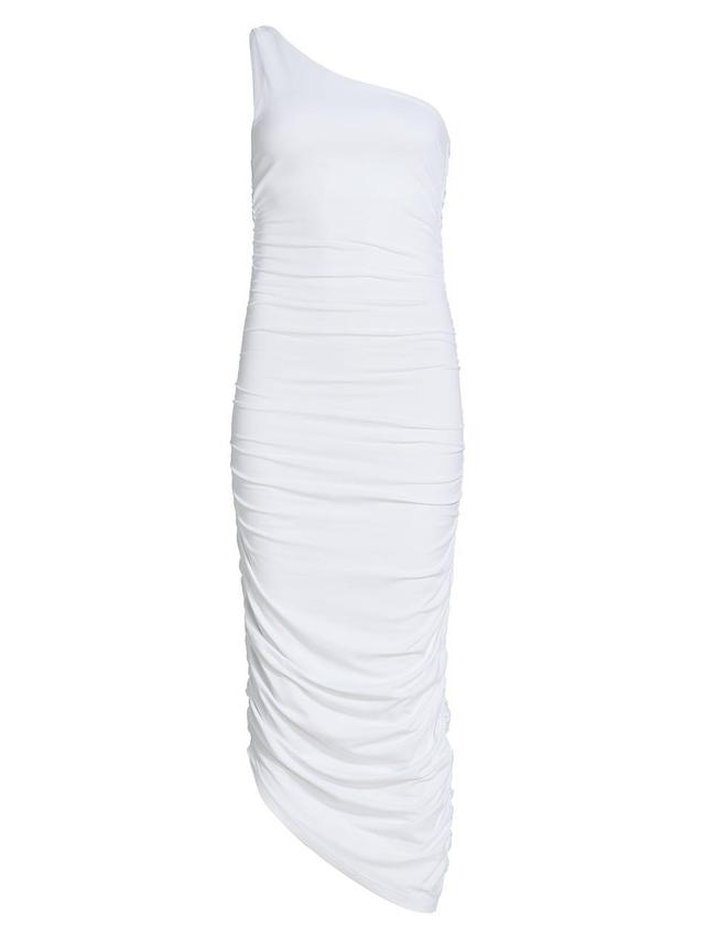 Womens One-Shoulder Ruched Midi-Dress Product Image