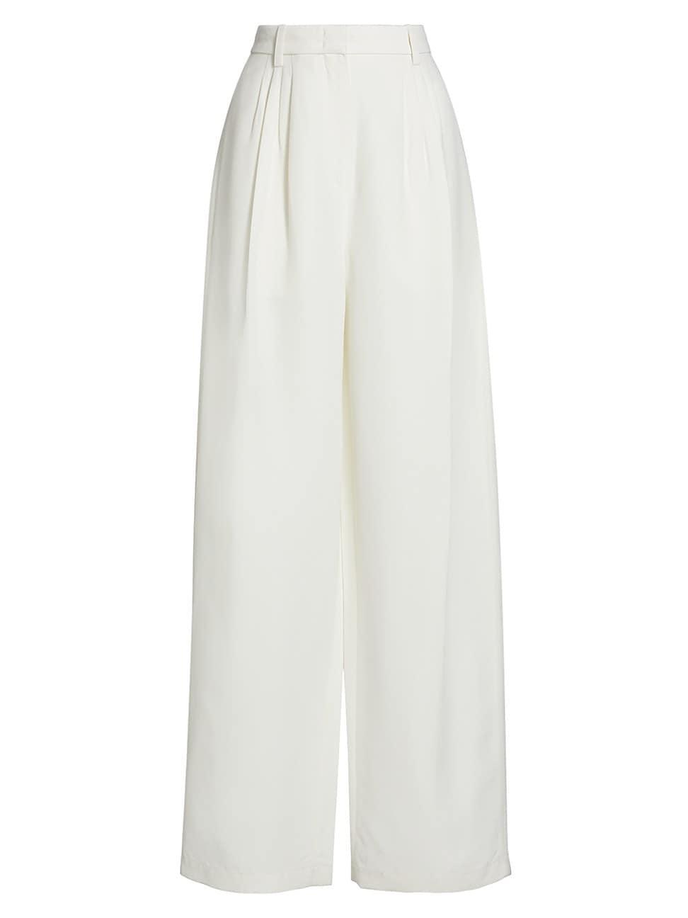 Womens Wool-Blend Pleated Wide-Leg Trousers Product Image